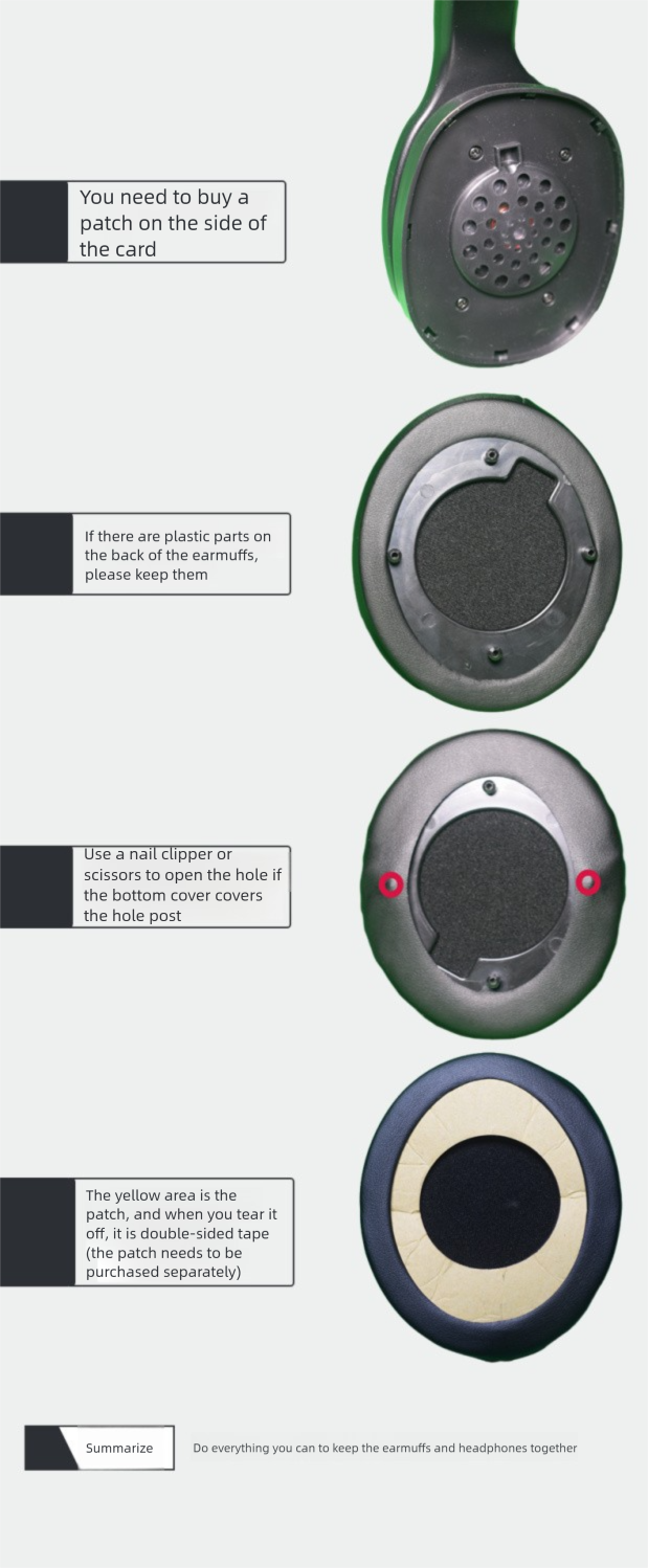 Black Leather Oval Round Universal Splicing Ear Over-Ear Earpads Replacement Headphone Covers Internet Cafe Solid Color_voghion.com