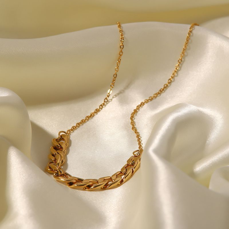 Collier en acier inoxydable incolore style automne-hiver pour femme, design hip-hop léger et unique sur Instagram_voghion.com