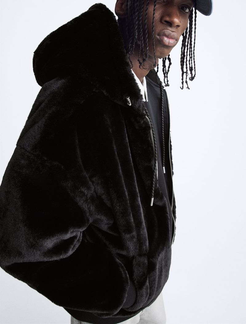Men's Reversible Thickened Fleece-Lined Hooded Bomber Jacket For Winter, Streetwear Cotton Coat, Black/Grey (S/M/L/XL)_voghion.com
