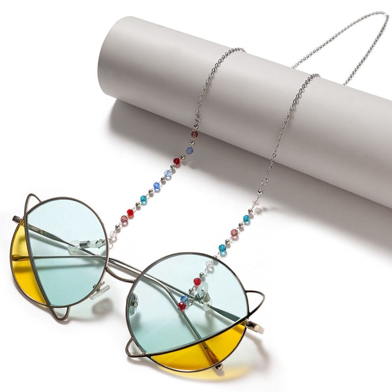 Corda per appendere occhiali in cristallo colorato, tracolla in metallo e rame, catena antiscivolo per maschera_voghion.com