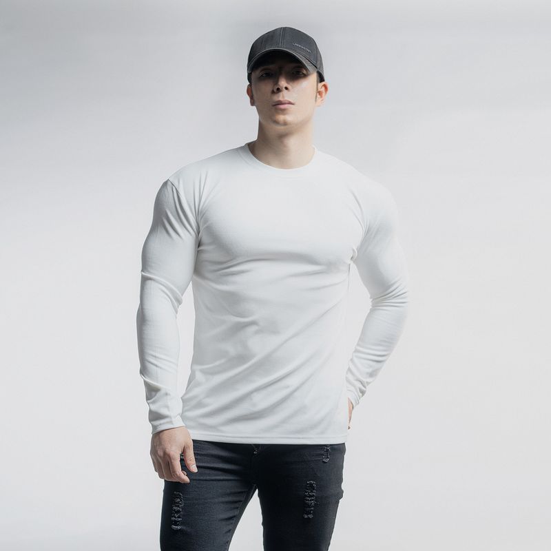 Men's Thermal Long Sleeve T-Shirt For Running & Gym - Breathable Double-Layer Fleece, Round Neck & High Neck, Solid Colors (Black/White/Gray/Khaki)_voghion.com