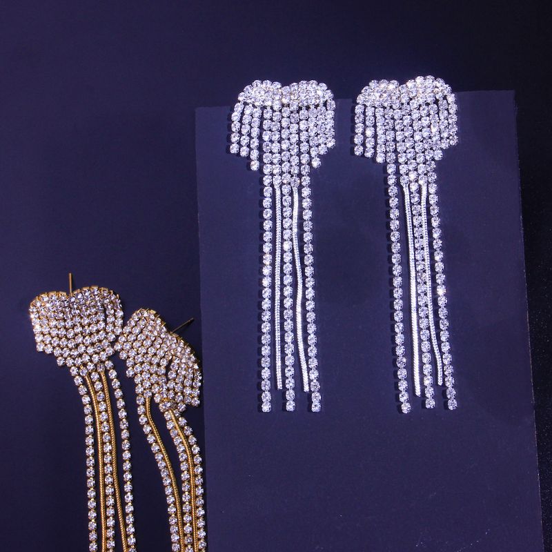 hot popular all-matching accessories women's elegant shiny rhinestone pendant tassel earrings earring_voghion.com