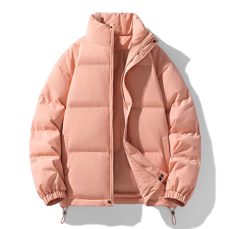 Solid Color Stand Collar Down Cotton For Men And Women 2025 New Winter Thickened Warm Trendy Casual Couple Puffer Jacket_voghion.com
