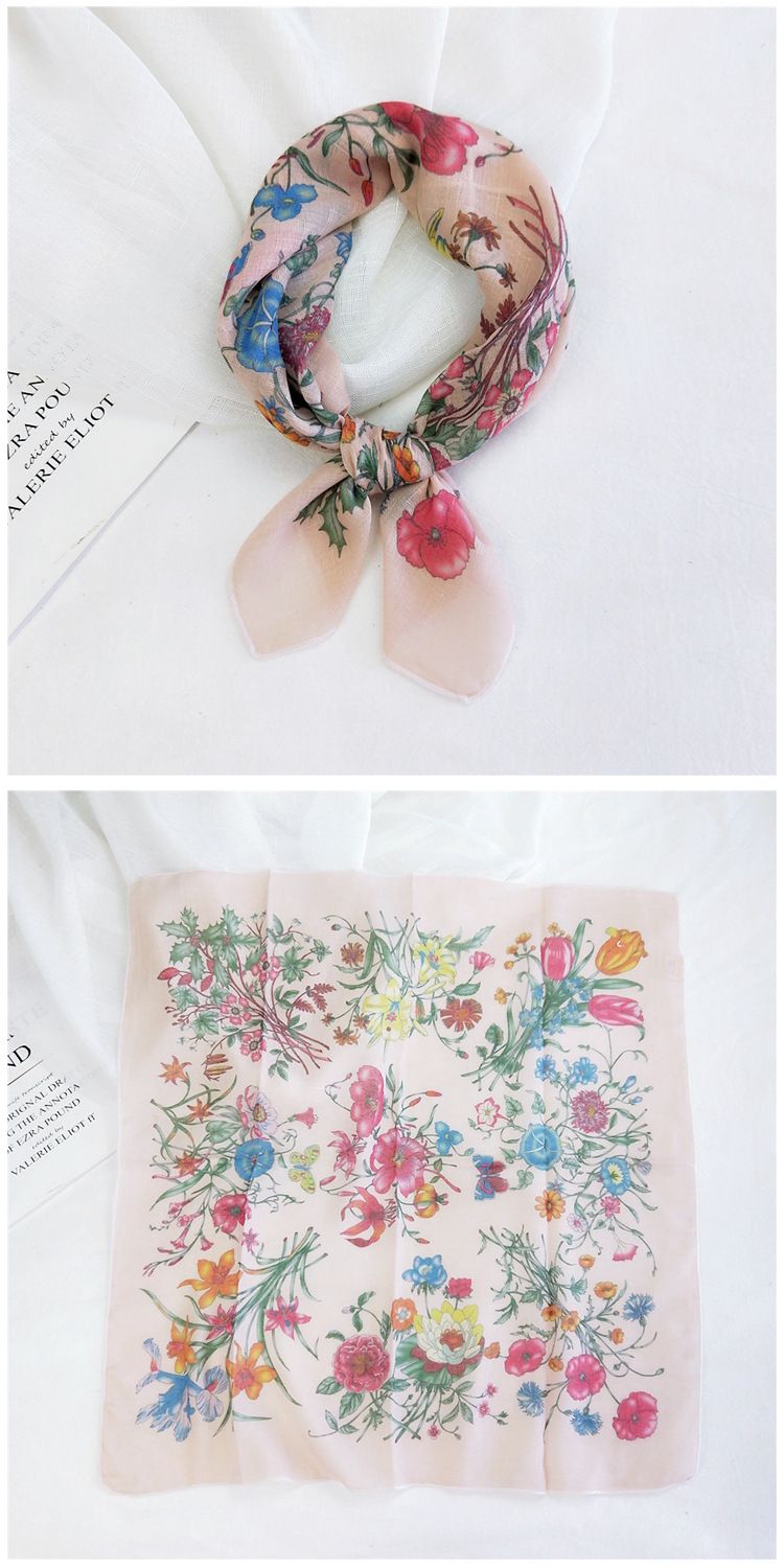 Quadratischer Schal aus Baumwollleinen – kleiner Seidenschal für Damen (koreanischer Stil, Frühling & Herbst, dünn & leicht, modisches Haarband & dekoratives Wickeltuch)_voghion.com