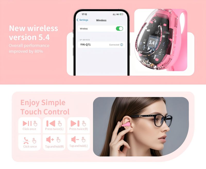 Słuchawki bezprzewodowe MOZC Open 5/4 z przewodnictwem kostnym, basem, stereo, ANC, ENC, redukcją szumów, mikrofonem Hi-Fi, o długiej żywotności, do użytku biznesowego i sportowego_voghion.com