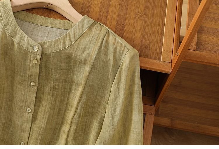 Camicia da donna in cotone e lino, di grandi dimensioni, tinta unita, vestibilità comoda, casual e di tendenza_voghion.com