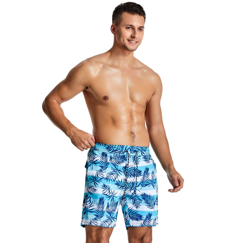 Sommar 2-i-1 strandbyxor för män i två lager med tryckta sportkvartsbyxor i mesh, snabbtorkande och vattentät_voghion.com