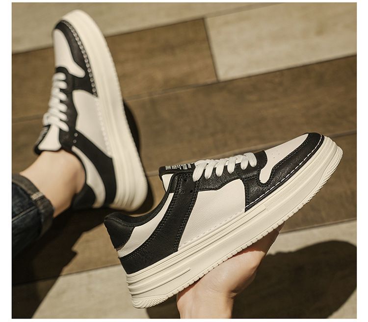 All White Board Shoes Men's Waterproof Casual Leather Shoes Sports Increase Thick Sole Small White Fashion Shoes_voghion.com