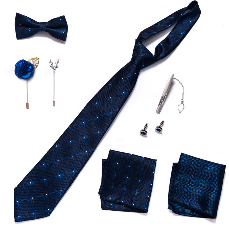 Gravata masculina lenço quadrado conjunto de caixa de presente de 8 peças namorado gravata presente transfronteiriça venda quente_voghion.com