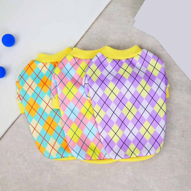 Guangying Bluza dla zwierząt Okrągły dekolt Klasyczna krata Ciepły sweter Uroczy element ubioru Streetwear Sweter z nadrukiem Pies Dwunożne ubrania Kostium dla szczenięcia_voghion.com