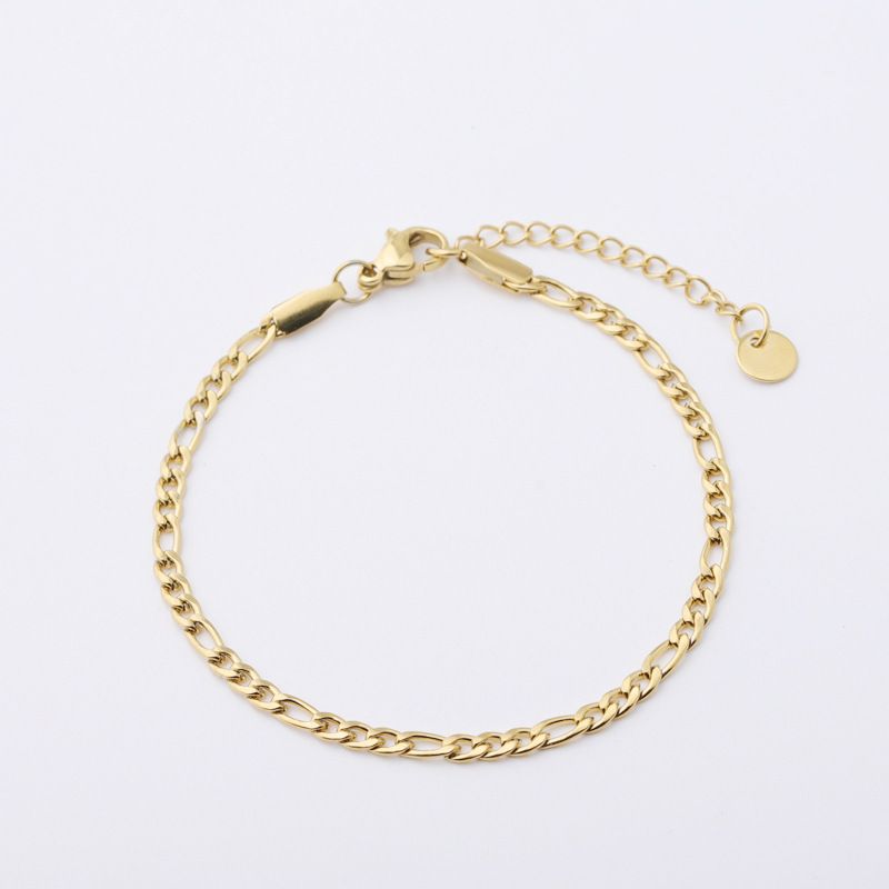 Cavigliera cubana placcata in oro, semplice bracciale in acciaio inossidabile, stile freddo, gioielli da donna con temperamento_voghion.com