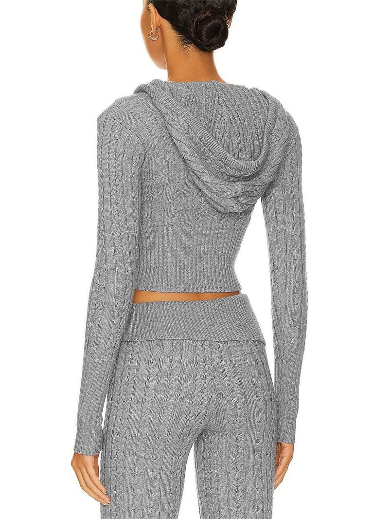 Conjunto de sudadera y pantalón de punto trenzado para hombre: dos piezas informales para otoño/invierno._voghion.com