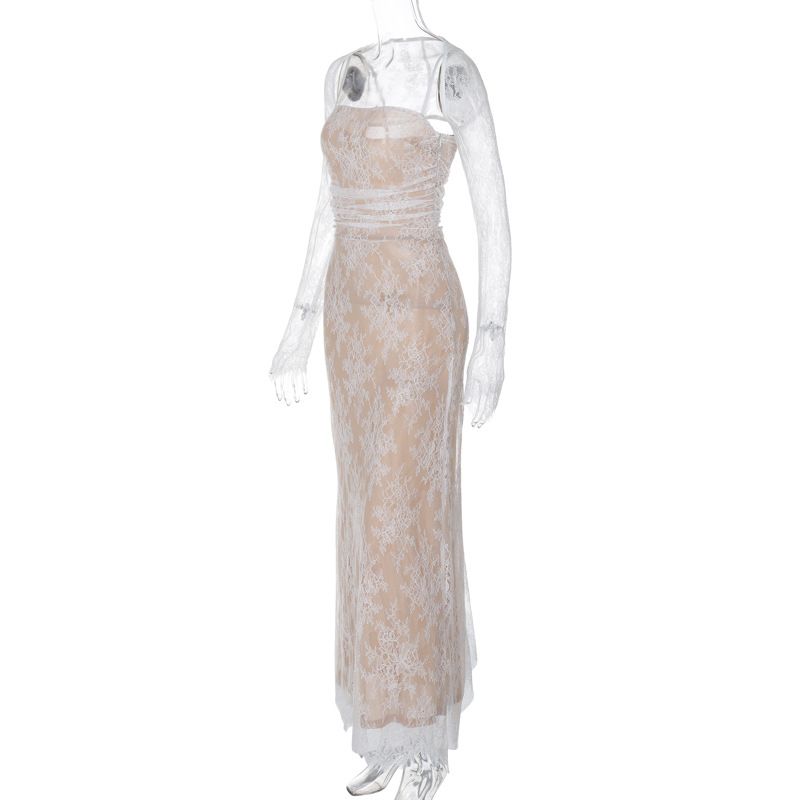 Women's Clothing Spring And Summer New Fashion Sexy Temperament Fishtail Palace Square Collar Lace Fashion Casual Suit_voghion.com