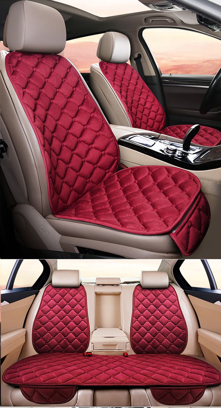 Cojín de asiento de coche de invierno de felpa de diamante nuevo unisex, cojín de algodón para asiento principal del conductor, funda de asiento trasero de oficina para invierno_voghion.com