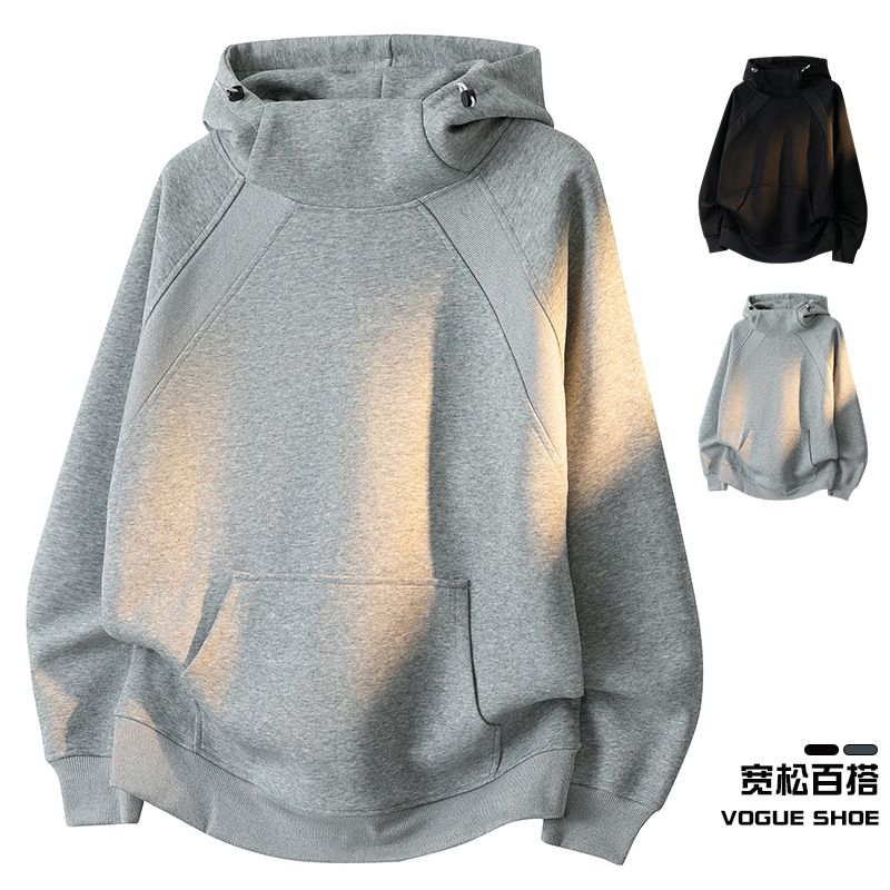 Men's Spring And Autumn Style Plain Solid Color Hooded Oversized Drop Shoulder New Sweatshirt_voghion.com