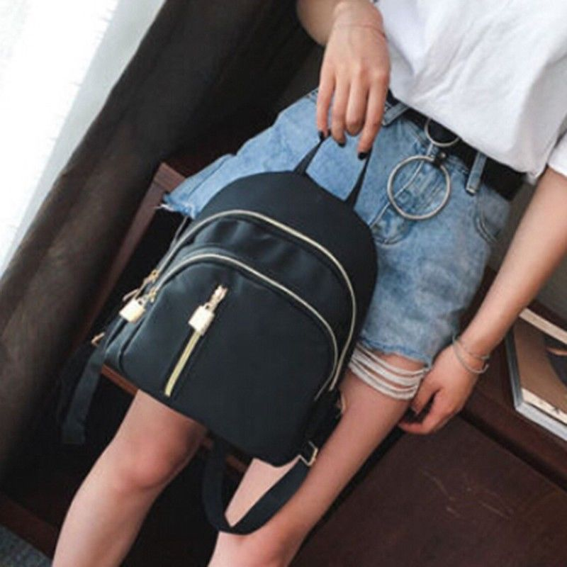 Kjiuyou Moda Feminina Nylon Cor Sólida Mochila Viagem Escola Bolsa de Ombro Bolsa de Mão_voghion.com