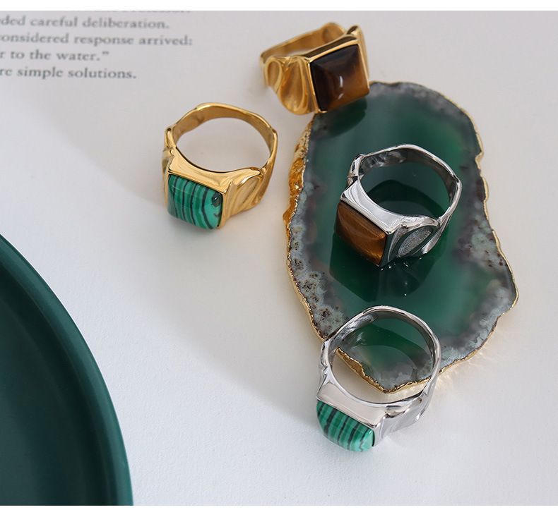 Damenschmuck Sanftes Temperament Eingelegter natürlicher Tigerauge-Steinring Beliebter Handschmuck_voghion.com