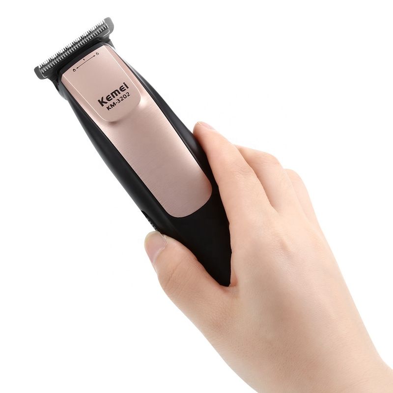 Kemei Bald Special Aço Inoxidável Cortador Bidirecional Reparador de Pêlos Aparador de Cabelo Carregamento USB Corte de Cabelo Sem Fio Hine KM-3202_voghion.com