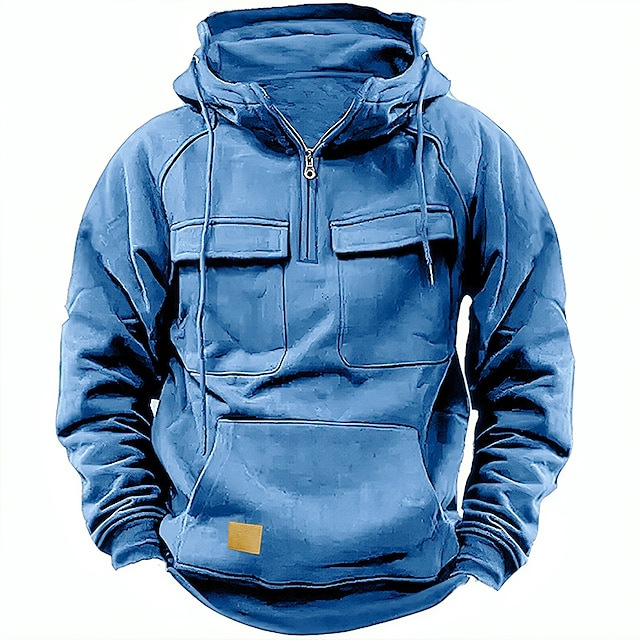 Suéter informal de color liso con capucha para hombre joven, ropa de trabajo, otoño e invierno_voghion.com