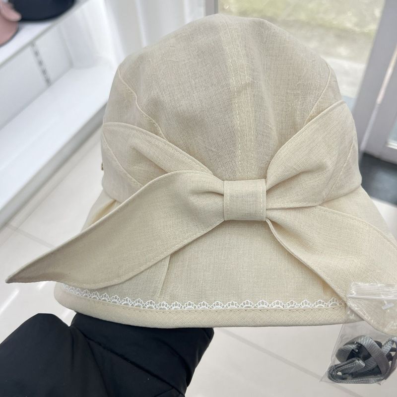 Wide Brim Bow Bucket Hat Women's Summer Sun Protection Sun Hat Beach Sun Hat_voghion.com