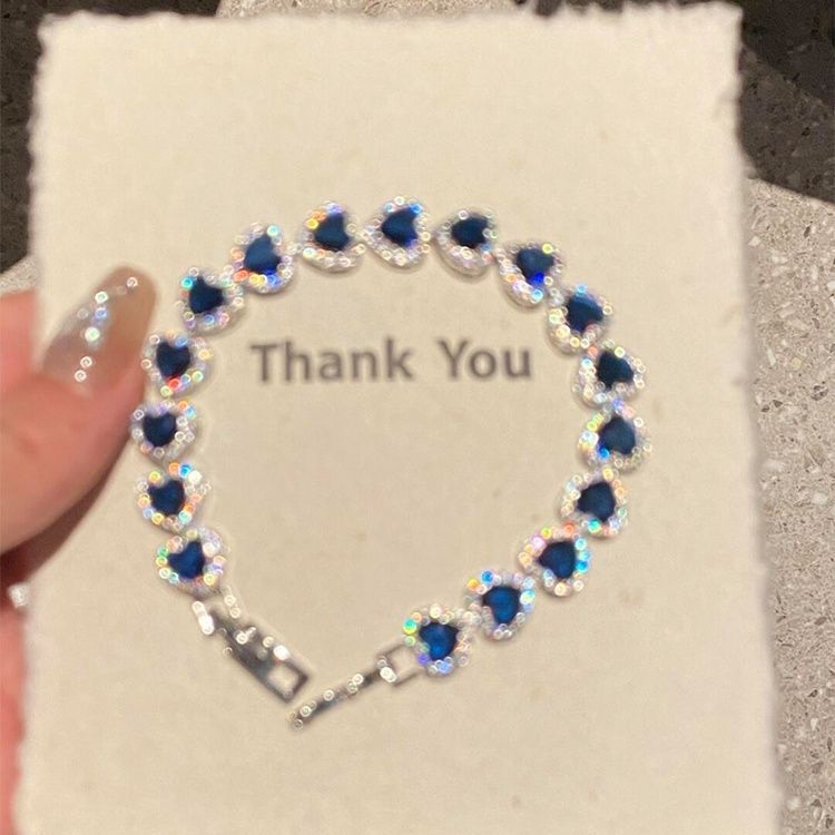 Pulseira super brilhante de zircônia azul com diamantes e design elegante e luxuoso do Palácio Francês!_voghion.com