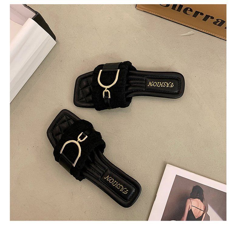 Lyxiga pärlsandaler för kvinnor - Eleganta platta sommarsandaler Halkfria Bekväma tofflor För inomhus- och utomhusbruk_voghion.com