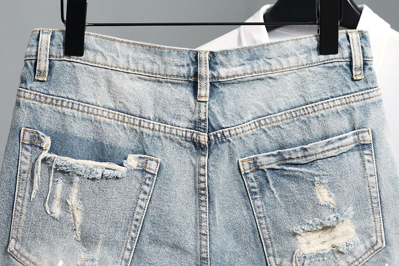 Pantalon 5/4 en denim léger et fin d'été, trous grattés pour hommes, marque tendance avec bords rugueux, pantalon 5/5 mendiant_voghion.com