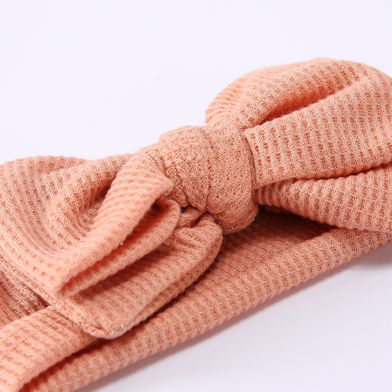 Fascia per capelli oversize con fiocco per neonati e bambini, lavorata a maglia a nido d'ape, annodata, con protezione a fontanella, ornamento per capelli, fiore per la testa_voghion.com