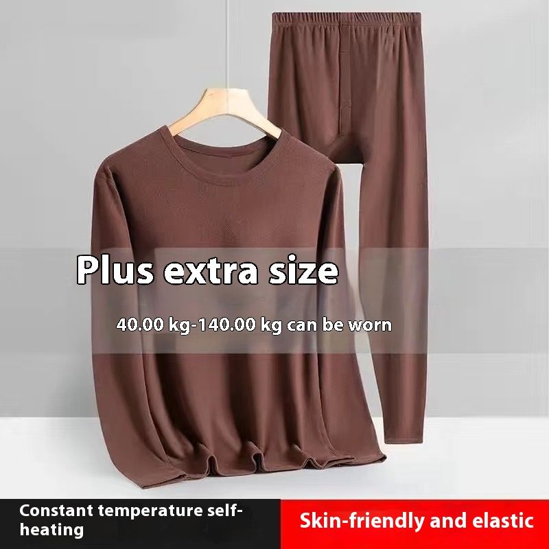 Új német flanel kétoldalas, kefélt termo alsónemű szett férfi kerek nyakú téli állandó hőmérsékletű fűtéssel_voghion.com