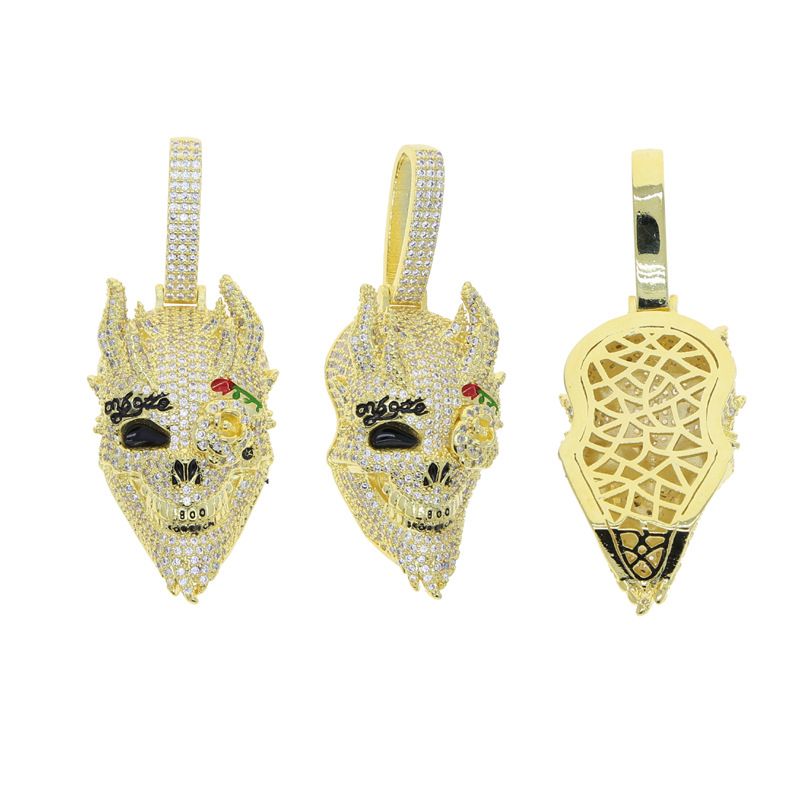 Men's Hip Hop Skull Pendant Necklace - Trendy Gothic Style Jewelry With Rope Chain In Silver, Gold, Rose Gold Necklace Jewelry_voghion.com