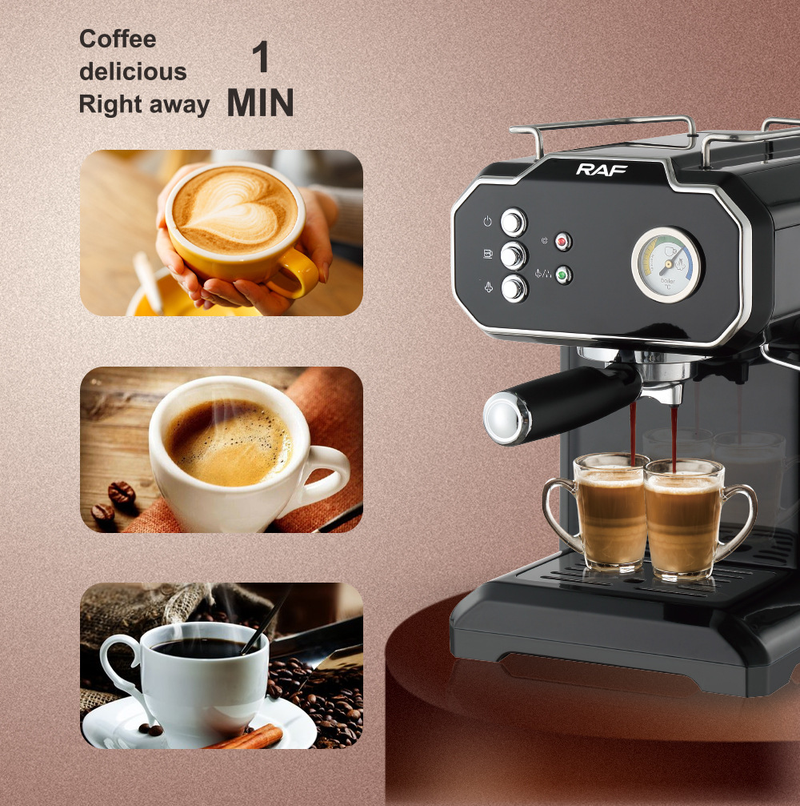 Semi-Automatic Espresso Machine With Milk Frother - 15Bar Pressure, 1.5L Removable Tank, Compact For Home & Office, 220-240V EU Standard_voghion.com