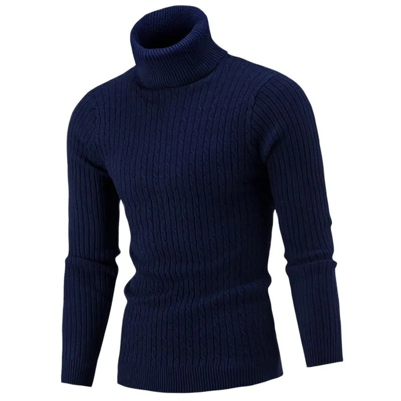 Automne et hiver pull à manches longues décontracté lin col haut hommes tricots bas haut_voghion.com