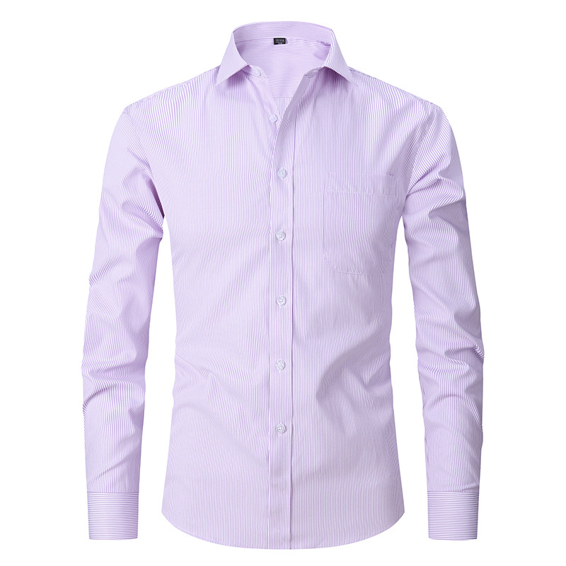 CT Hot Selling Spring New Solid Color Plus Size Business Casual Plaid Cotton Long Sleeve Shirt For Men_voghion.com