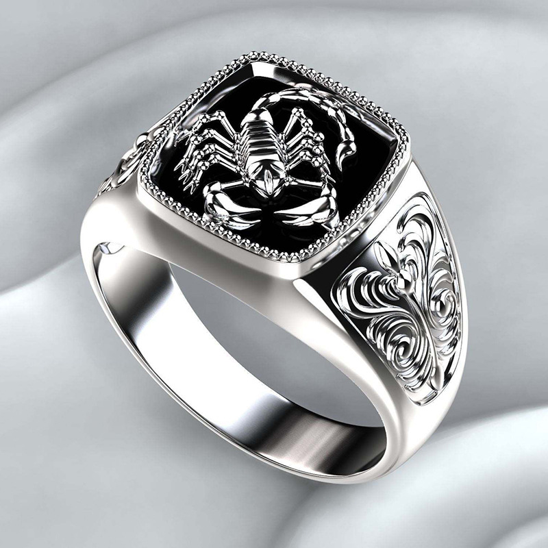 Explosive accessories Creative Scorpio embossed men's ring retro giant sand scorpion anniversary ring_voghion.com