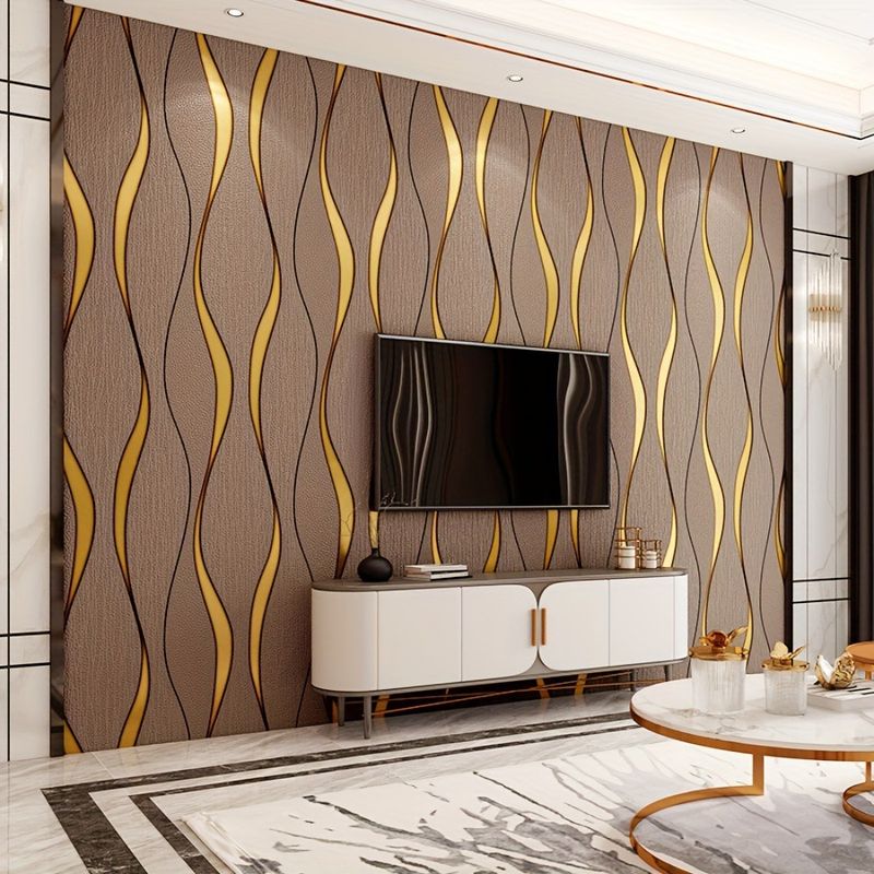 3D Striped Self-Adhesive Wallpaper Three-Dimensional Geometric Pattern DIY Waterproof Removable Stickers Bedroom Living_voghion.com