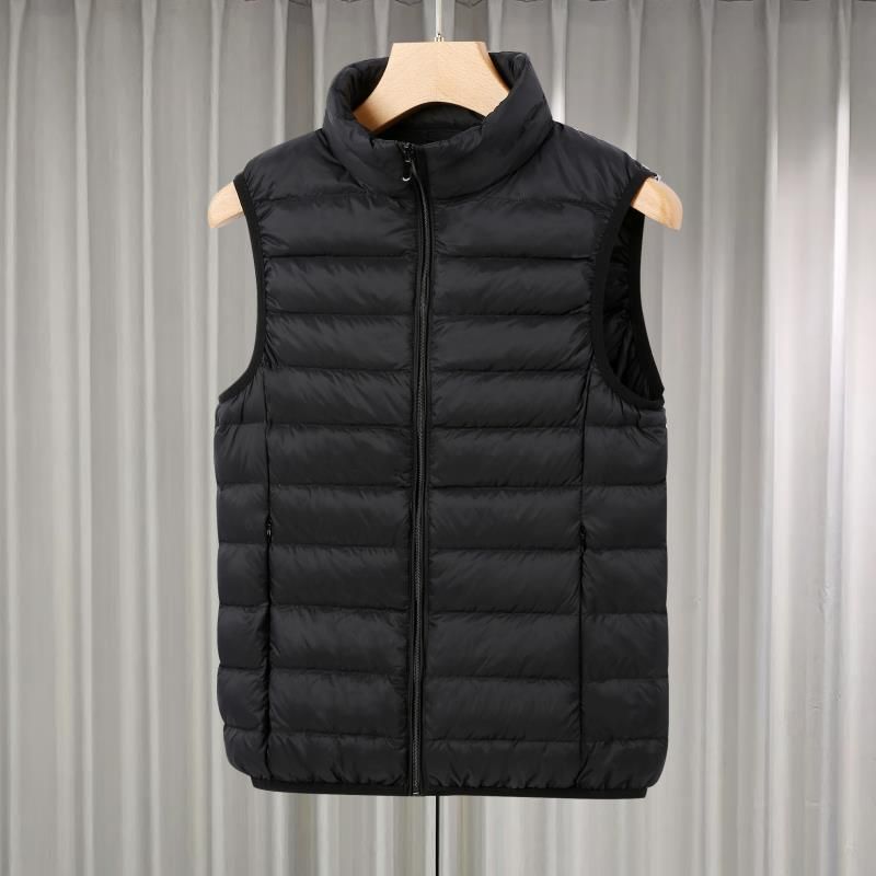 Gilet léger et ajusté pour femme, doublure intérieure à col montant court, gilet chaud, doudoune fine_voghion.com