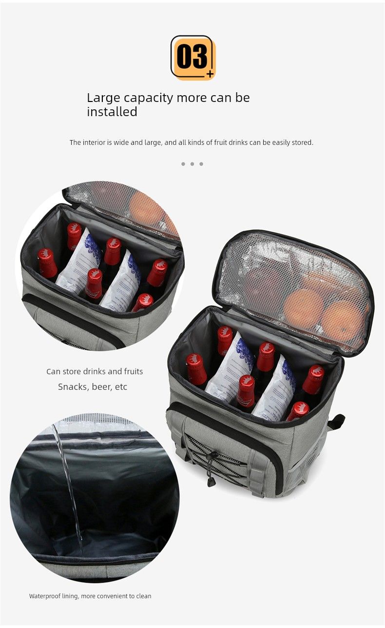 2024 Neuankömmling Isolierter Picknick-Rucksack mit großer Kapazität für draußen Kaltbierbeutel Oxford-Stoff Verdickter Eisbeutel_voghion.com