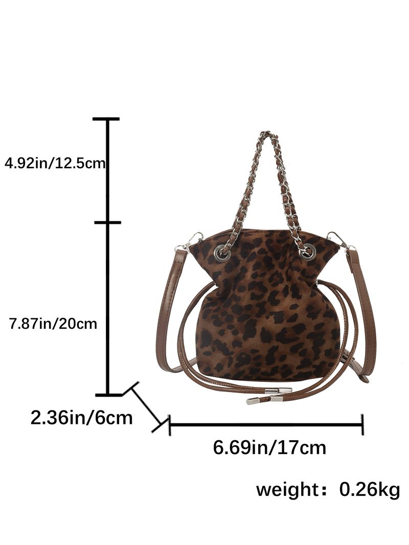 Borsa a mano con tracolla singola, elegante e alla moda, con stampa leopardata, da donna, con coulisse e catena_voghion.com