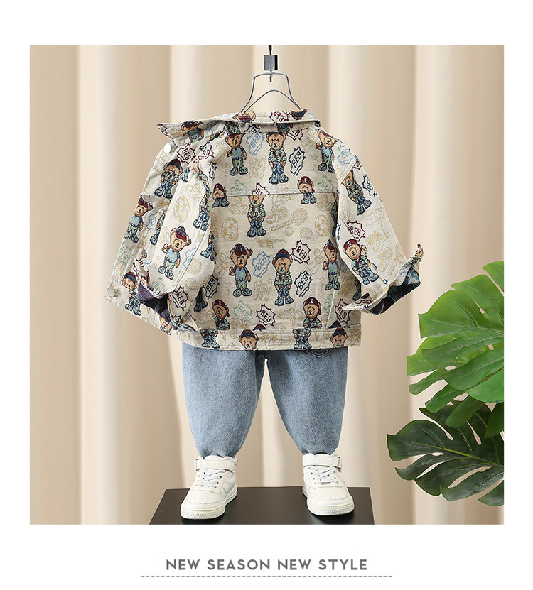 Veste ours en peluche pour garçons, vêtements pour enfants printemps-automne, marque tendance, beau cardigan, petites et moyennes tailles_voghion.com
