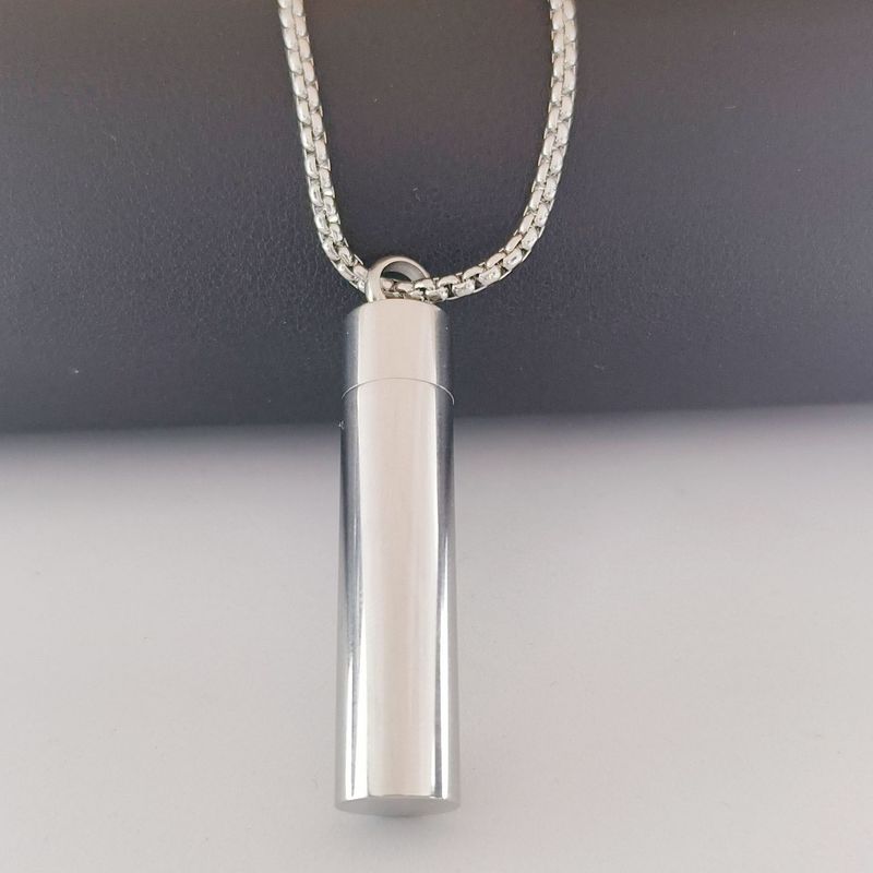 Bottiglia dei desideri in acciaio inossidabile con tubo amuleto apribile, ciondolo cilindrico per coppia di ceneri, collana_voghion.com