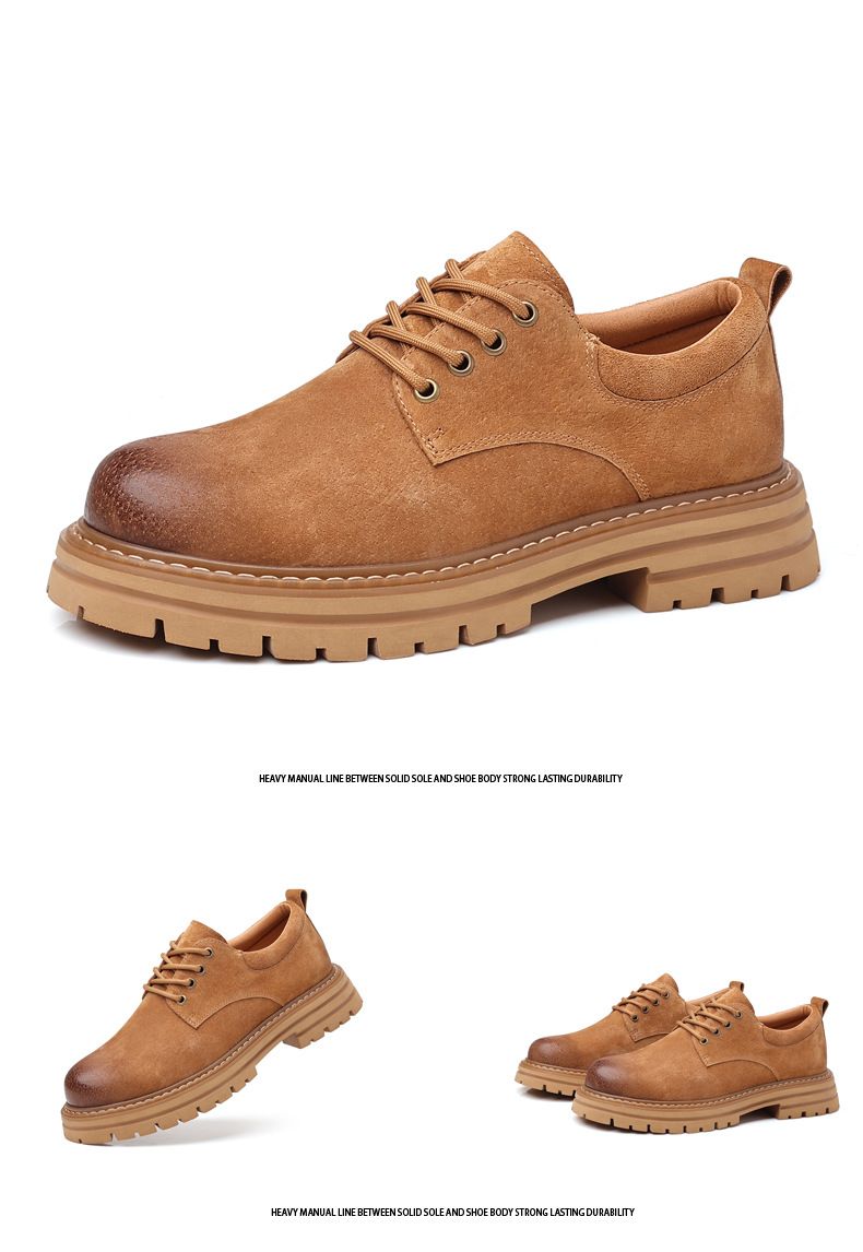 Men's Low-Cut Martin Boots Summer Work Shoes Breathable Retro Chunky Sole Slip-On British Style Casual Boots_voghion.com