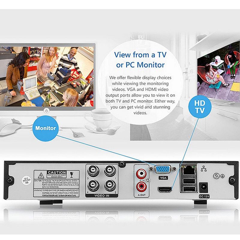 CCTV-Set, 4-Kanal-AHD-Analog-Kabel-Überwachungssystem, DVR-Videoüberwachungskamera_voghion.com