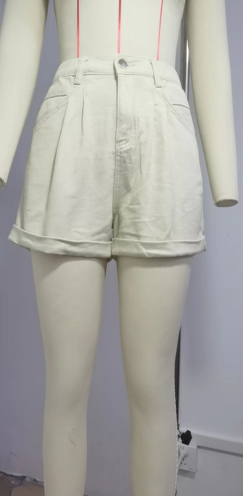 abbigliamento da donna, pantaloncini in denim dal design versatile con elastico in vita e pantaloni casual_voghion.com