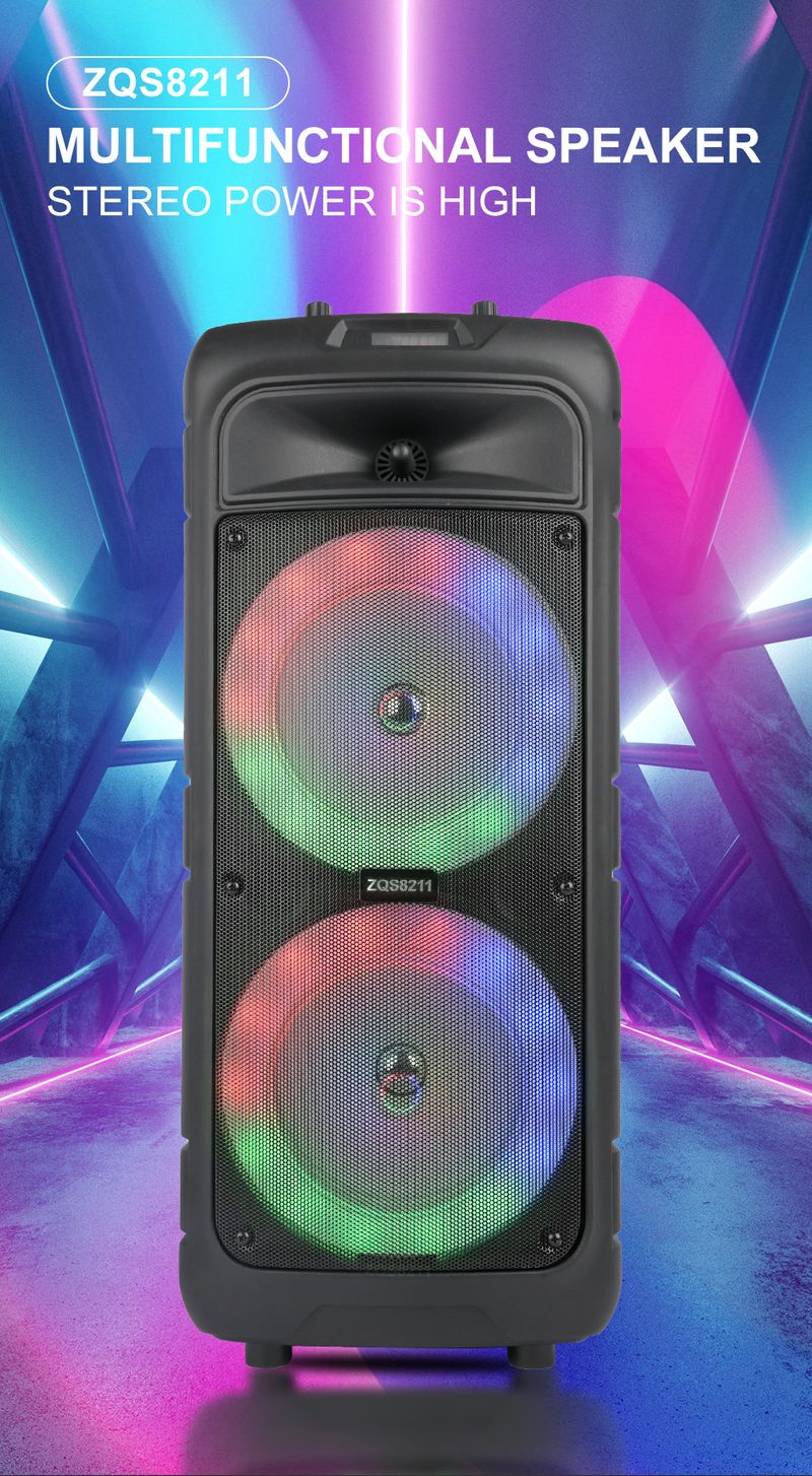 ZQS8211 Mit Display Bildschirm Radio Bluetooth Lautsprecher Subwoofer Drahtlose Bluetooth Dual 8-zoll Lautsprecher_voghion.com