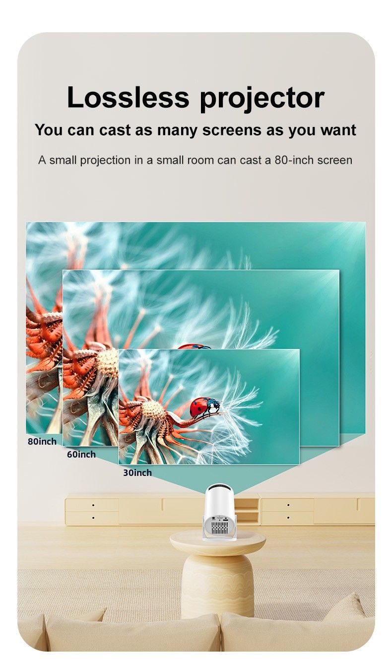 Y200 Portable Projector: 240 ° Rotation,wireless Screen Projection, 80-inch 1080P High Definition Display, Built-in Speaker, Accompanying Home Theater_voghion.com