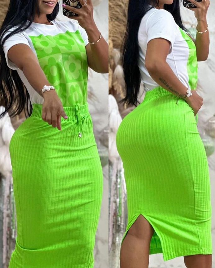 Kvinnors söt stil fräsch och söt kvinnlig fempunktsärm mode casual kostym_voghion.com