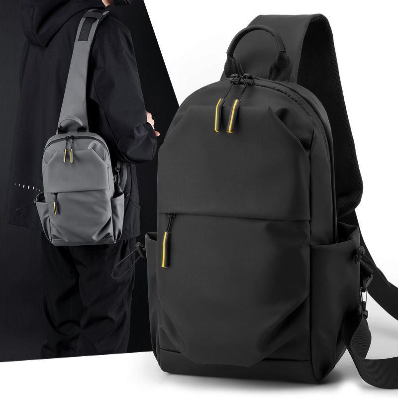 Lässige Herren-Umhängetasche, einfache einzelne Schulter, multifunktional, wasserdicht, Leder, Brusttasche, Modetrend_voghion.com