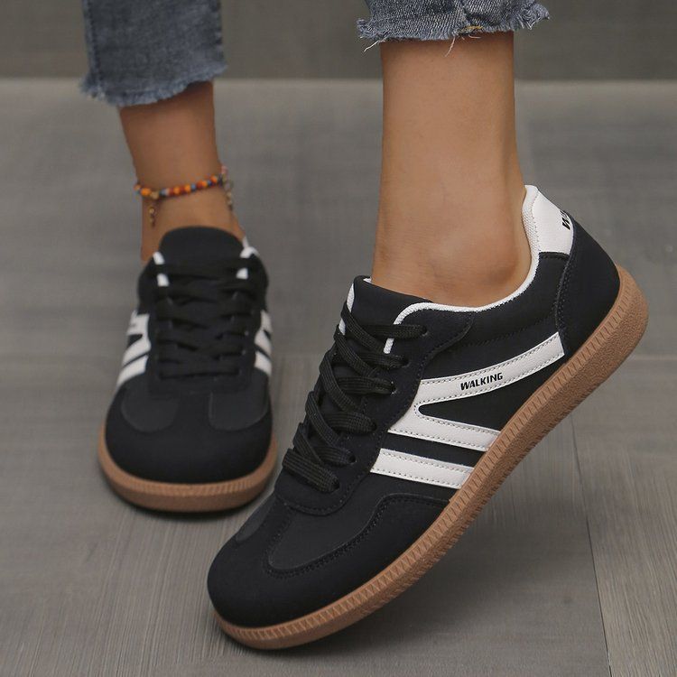 Cross-Border Women's Plus Size German Training Sneakers 2025 New European And American Retro Color Block Flat Single_voghion.com