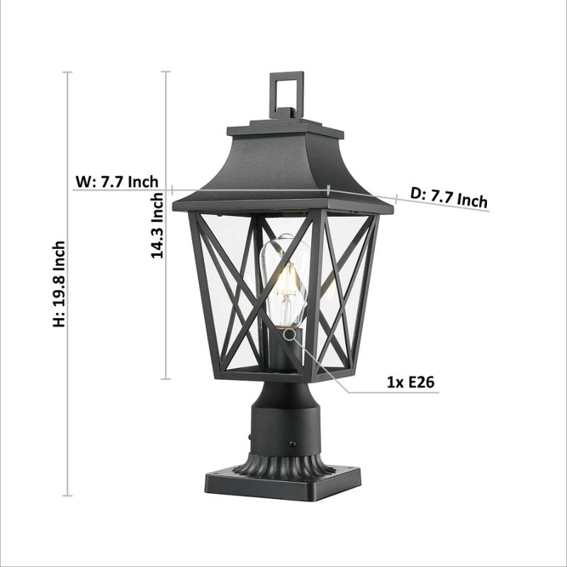 Palo nero con montaggio cablato, base esterna, palo rigido per esterni, lampione per esterni, palo per lanterna, apparecchio di illuminazione con luce_voghion.com