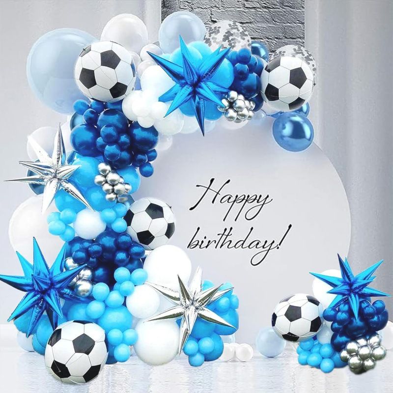 Football Theme Balloon Chain Set Blue Exploding Star Balloon Boy Birthday Party Decoration Supplies Inflatable_voghion.com